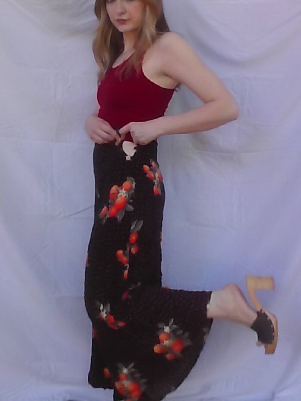 Orange print pants
